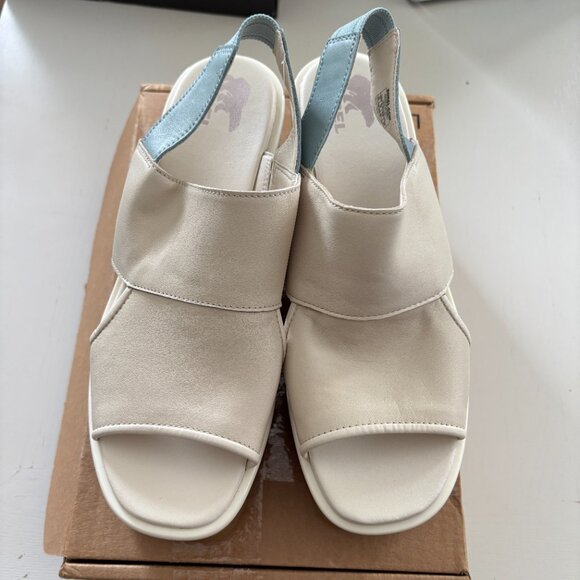 NEW | Sorels Joanie III Slingback Ivory Wedge Sandals Womens 10 - Picture 2 of 7